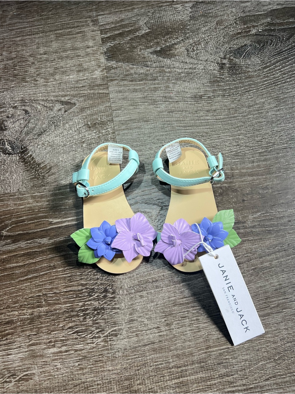Janie and Jack Girls' Purple & Blue Floral Sandals 5c